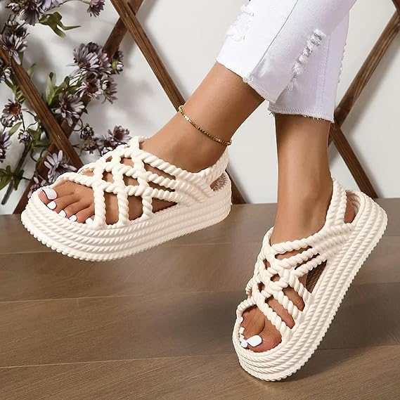 Sandals Summer Comfortable And Wear-Resistant Thick-Soled Beach Casual Sandals For Women Heel Sandals-Black-35-36