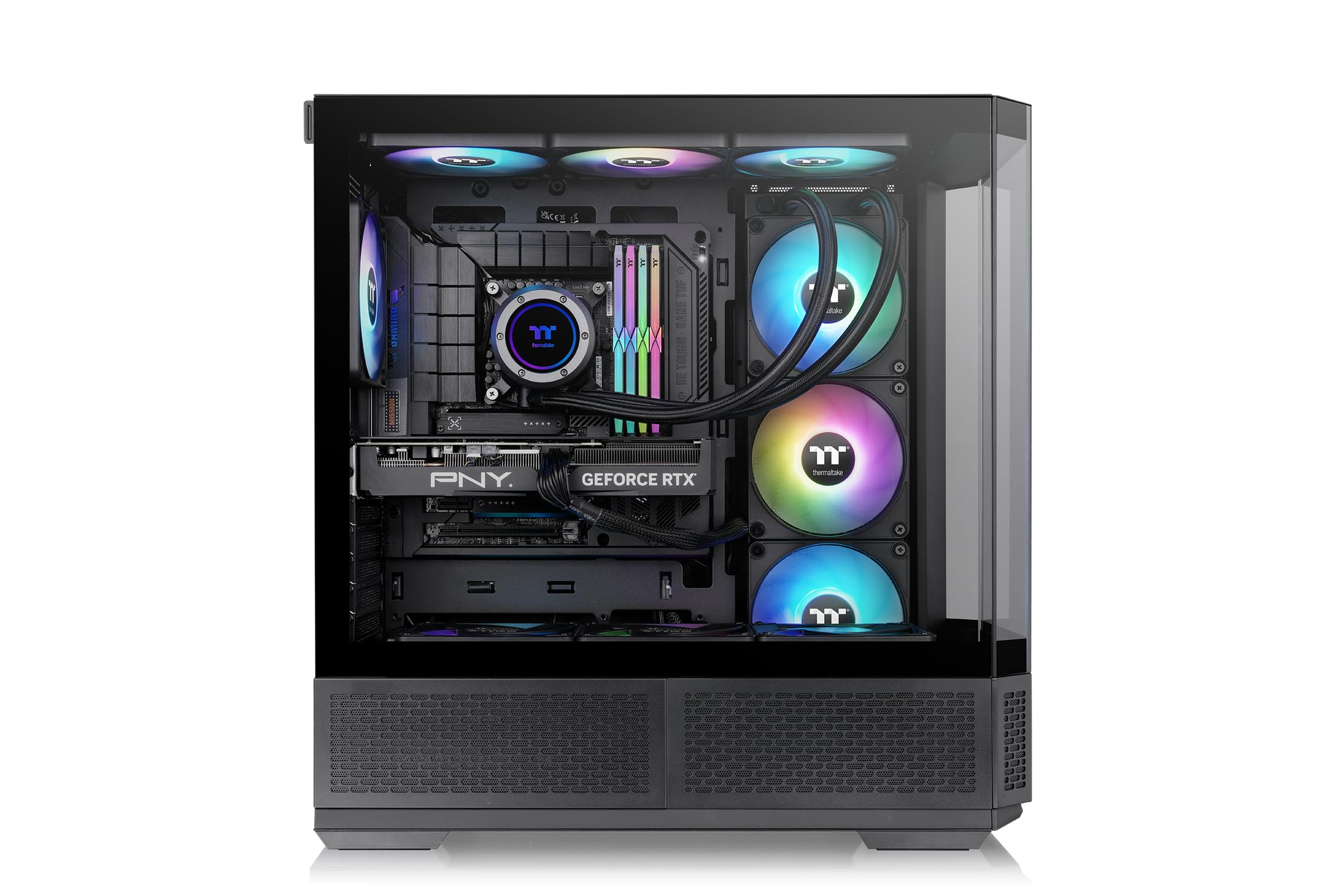 Thermaltake View 370 TG ARGB Torre Media Gaming | Ventiladores Preinstalados ARGB PWM (SF360 Reverse + SF120) | Cristal Templado | USB 3.2 x1 USB 3.0 x2 | Panel Frontal | Negro