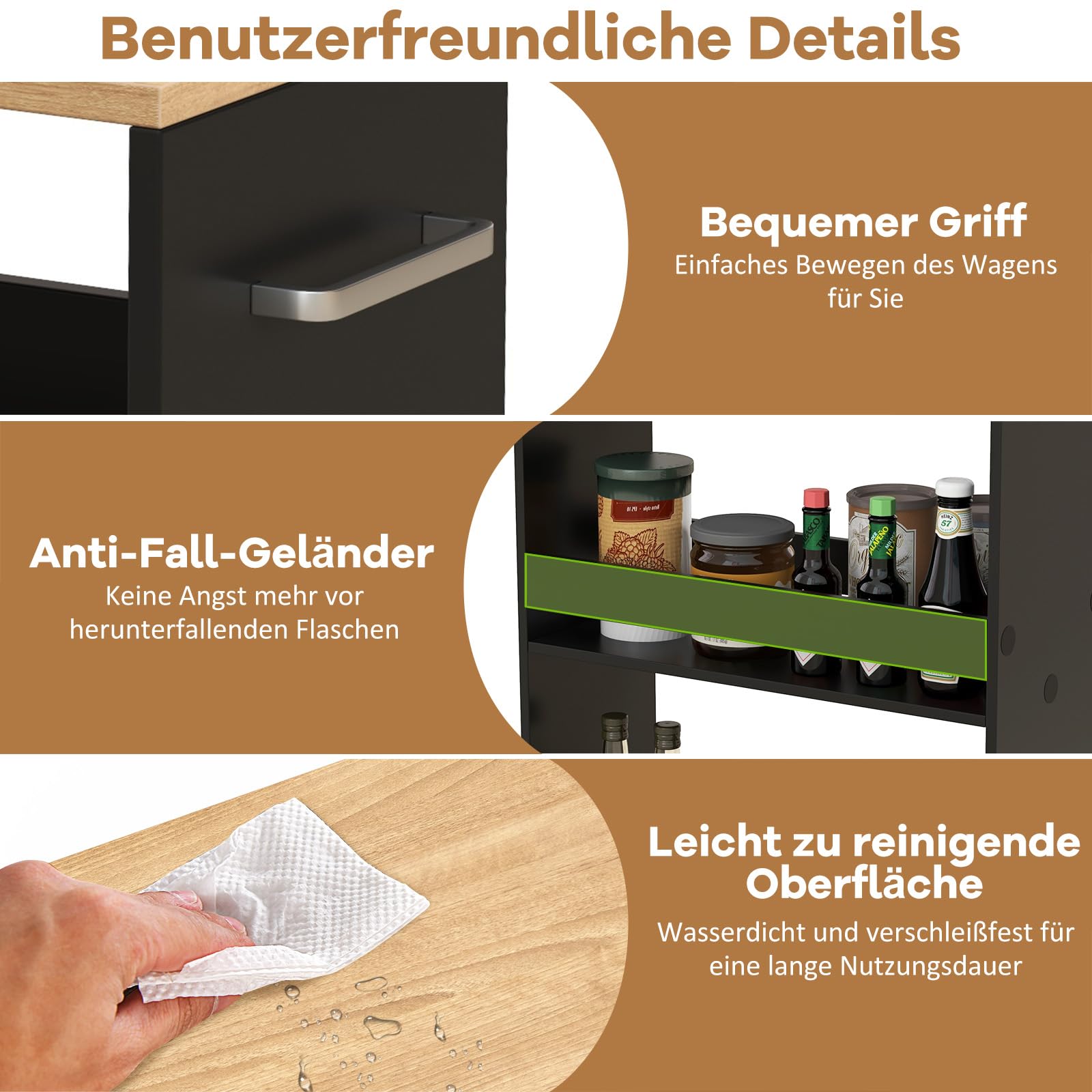 GIANTEX Badezimmerschrank Schmal, Nischenschrank Badezimmer, Nischenregal 20cm Breit, Platzsparender Badschrank, Nischenwagen Rollwagen mit Rollen, 47,5x20x80,5cm, Kleiner Schrank für Badezimmer Küche