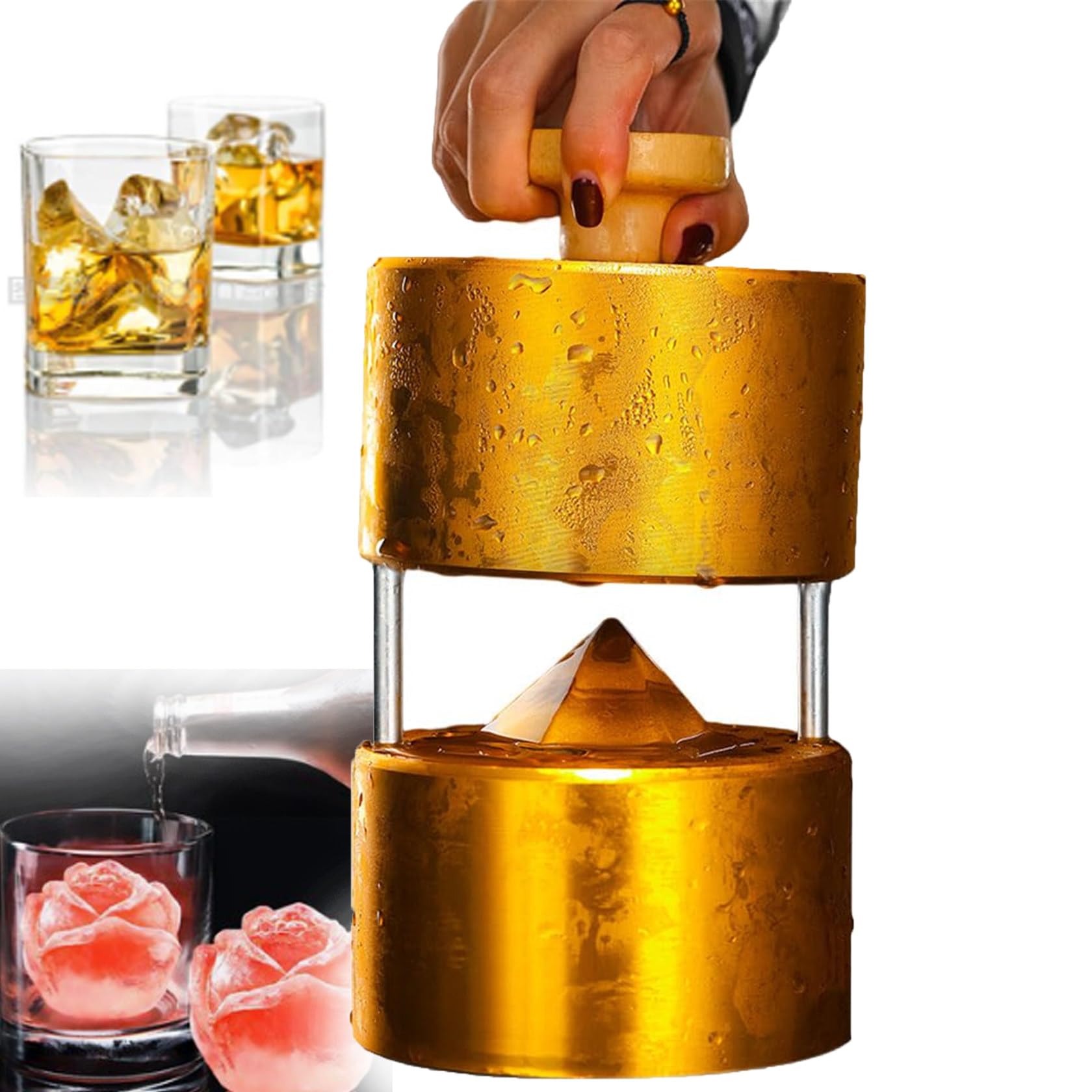 Ice Ball Press, 40-70mm Clear Diamond Ice Cube Maker Mold,Whiskey Ice Ball Maker,Clear Ice Cube Mold -Creative Gift for Friends and Family,Baseball70mm