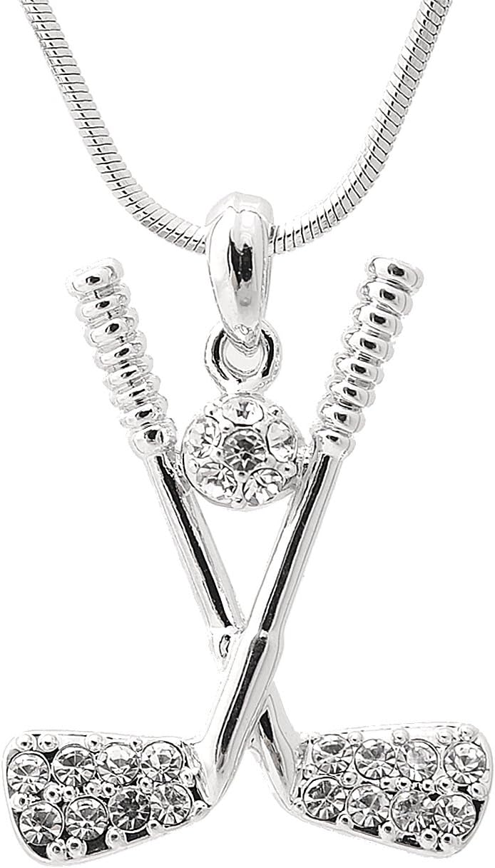 Crystal Golf Club and Ball Necklace Silver Plated - Image 2