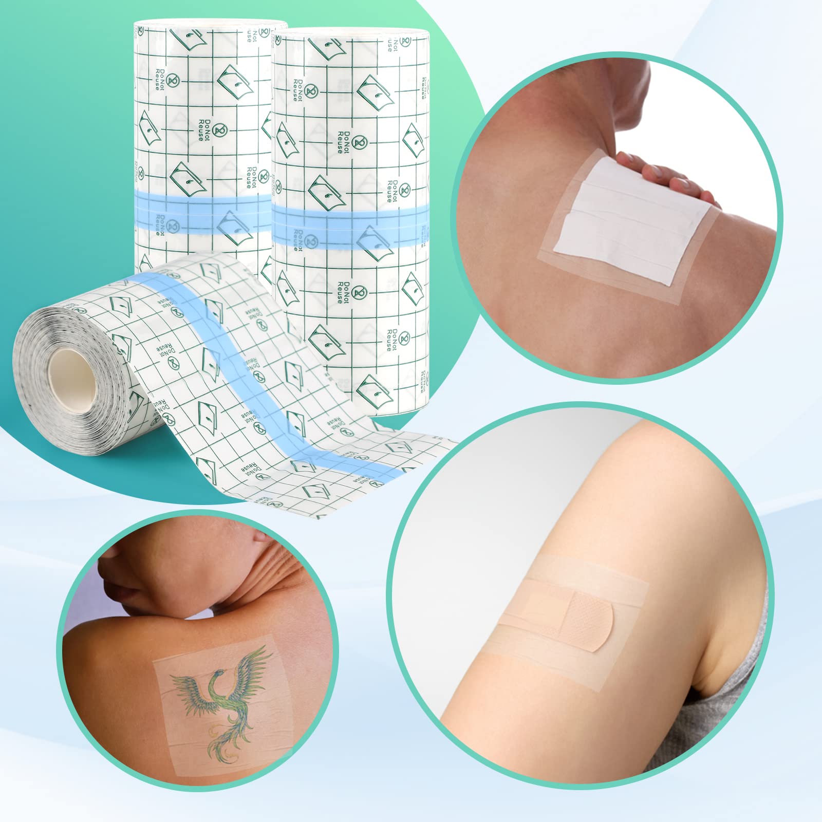 EFUTURETIME Vendaje Transparente Impermeable Saniderm Cinta Adhesiva Médica Tattoo Protection Film 10cm*10m