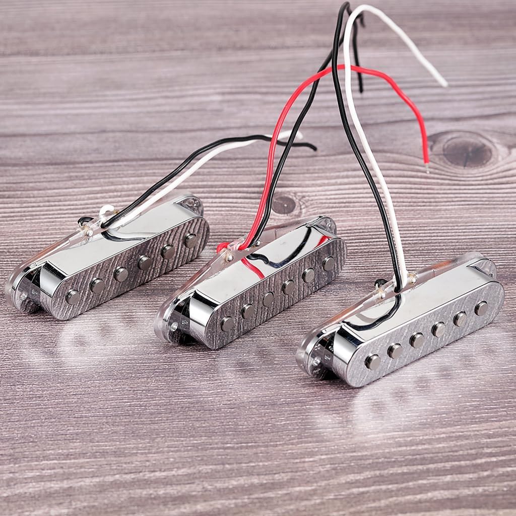 Alnico 5 Humbucke Pickup Set Guitar SSS Single Coil Pickup Neck/Middle/Bridge Pickups for Stratocaster Electric Guitar Replacement Part Silver