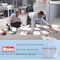 Vista 5 de Calculadora de escritorio de bolsillo de tamaño pequeño y bolsa de archivos impermeable de doble bolsillo grande con asa