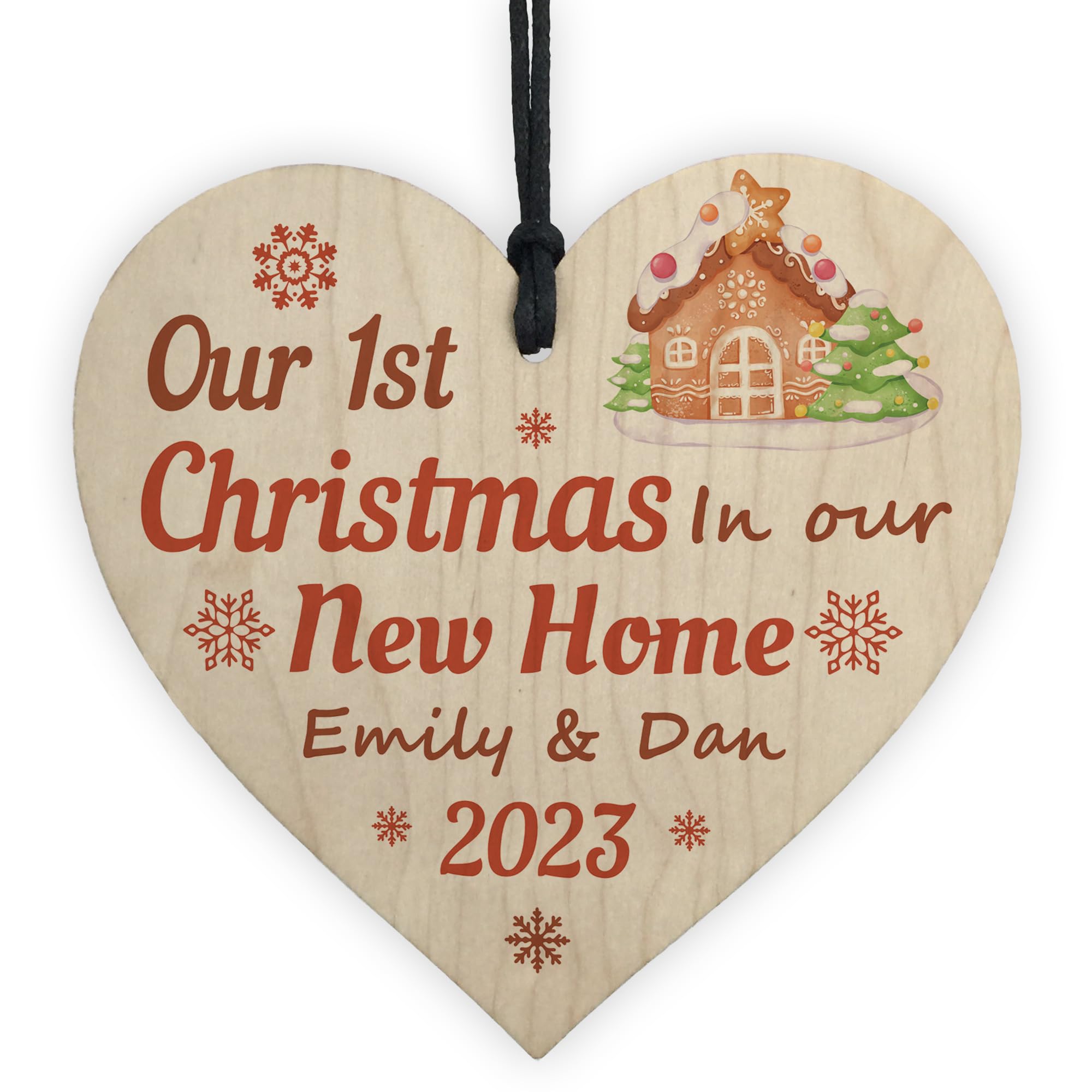 Red Ocean First 1st Christmas In New Home PERSONALISED Christmas Tree Bauble Decoration Wooden Tree Bauble Gift For Boyfriend Girlfriend Husband Wife