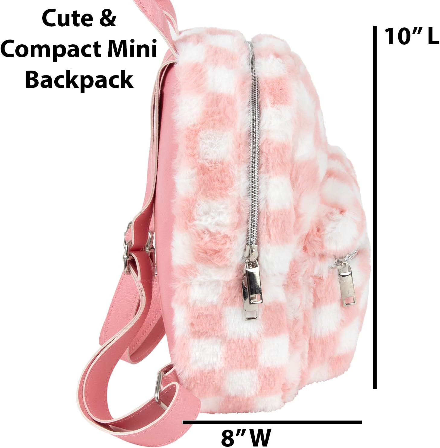 Jessica Simpson Mini Plush Tablet Backpack for Women for Work, College, Commuting, Travel (Shortcake Checkerboard) - Image 4