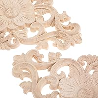 Vista 8 de MUXSAM - Apliques tallados en madera, 1 pieza decorativa de madera, calcomanías de centro de muebles sin pintar para armario, tocador, cama, puerta