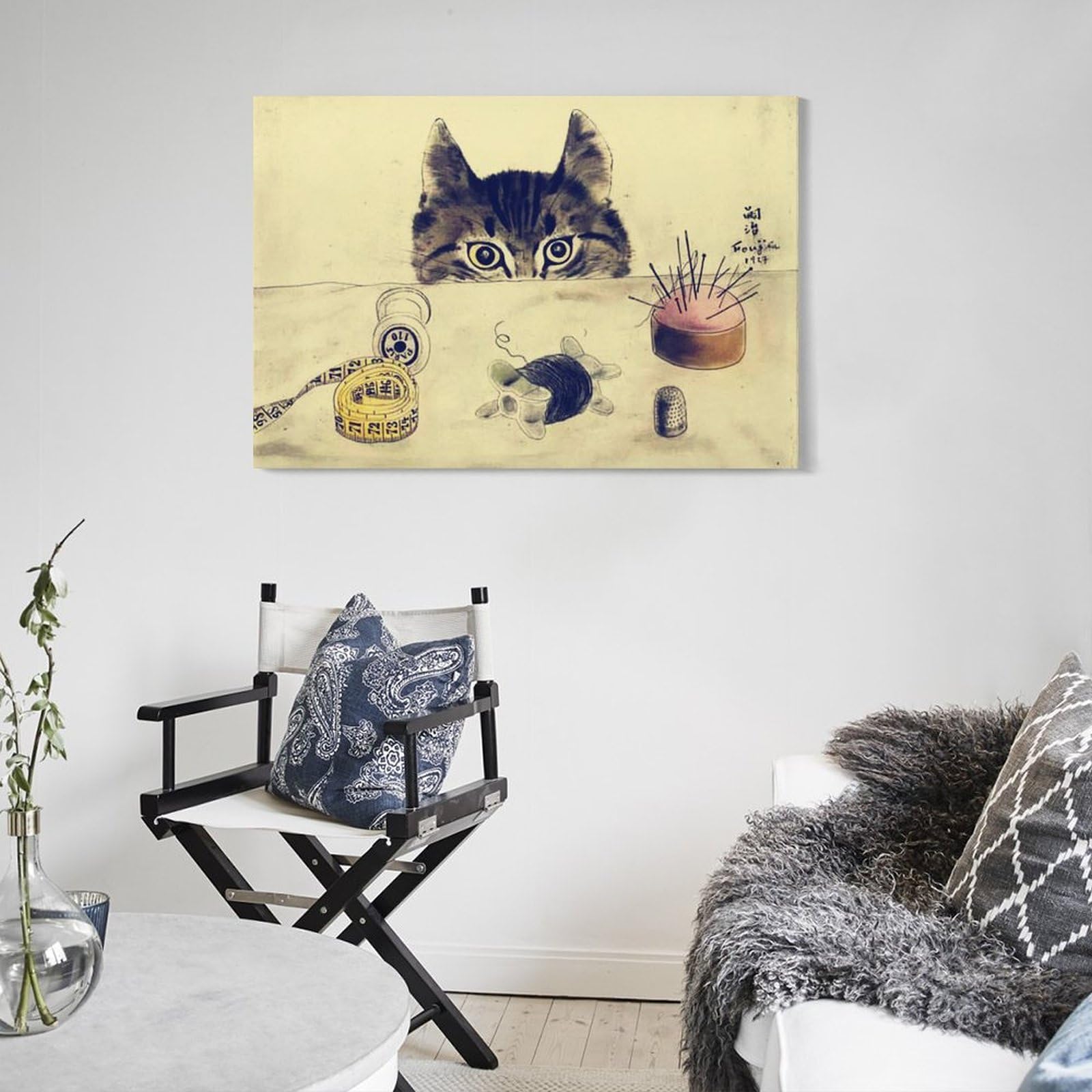 Amazon.co.jp: 藤田嗣治 猫の素晴らしい絵画ポスター バスルーム
