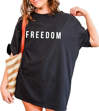 Freedom T-Shirt Minimalist Bold Statement Graphic Tee Patriotic American Style Unisex Fit for Adults