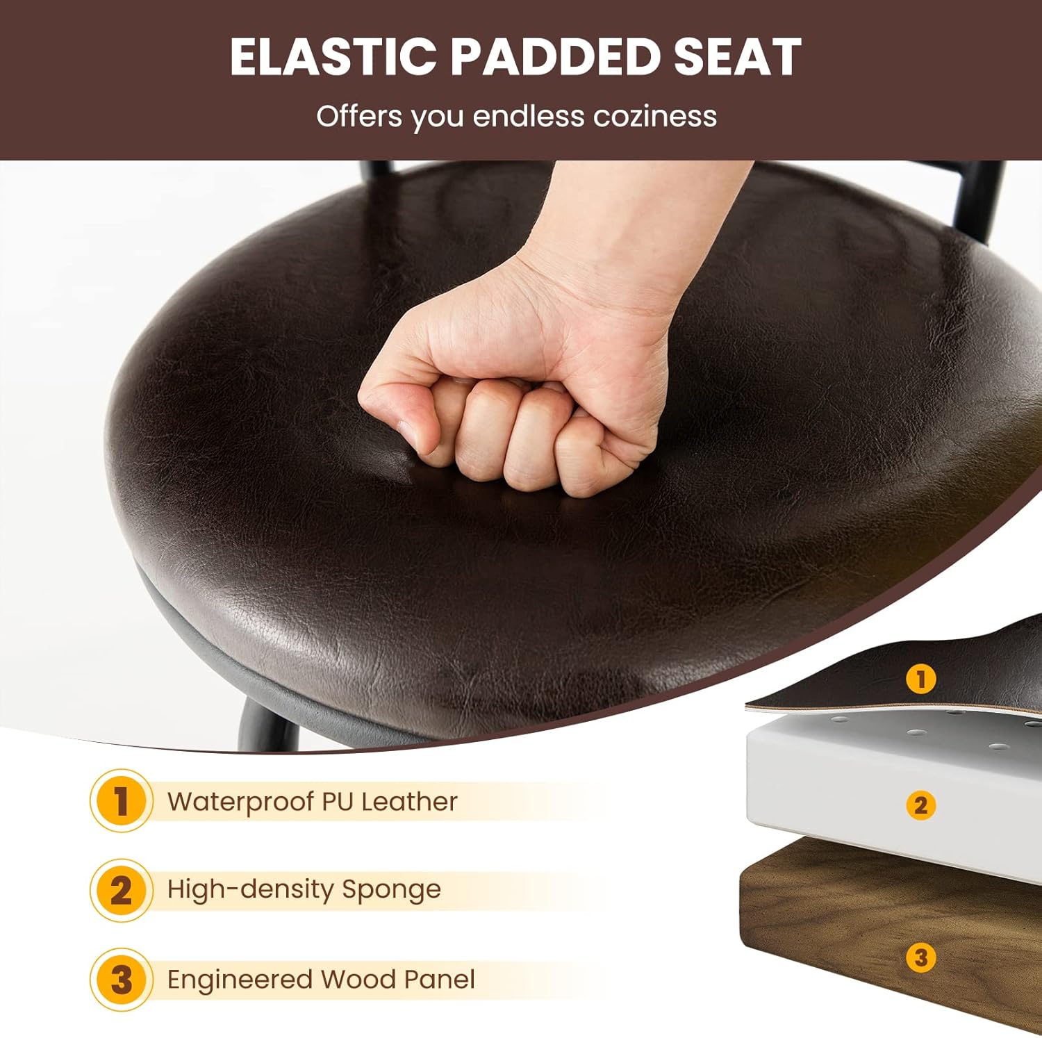 COSTWAY Bar Stools for Kitchen Island, 24/30 Inch Adjustable Seat Height Swivel Barstools Set of 2, Cushioned Seat & Cozy Backrest, Extra Leg Tubes for Height Adjustment, for Kitchen, Bar (2)