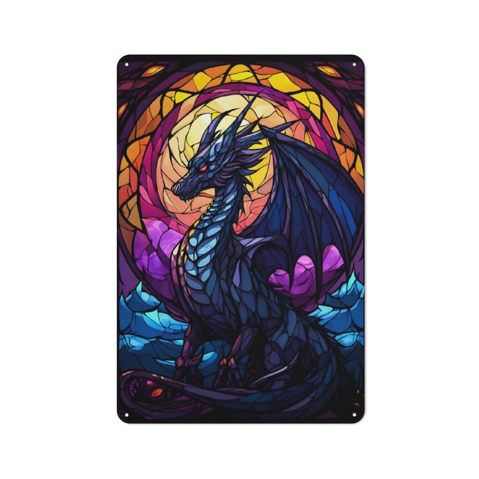 Junmoney Colorful Dragon Retro Tin Wall Plaque 30X20cm For Man Cave Or Games Room, For Games Room Collectors