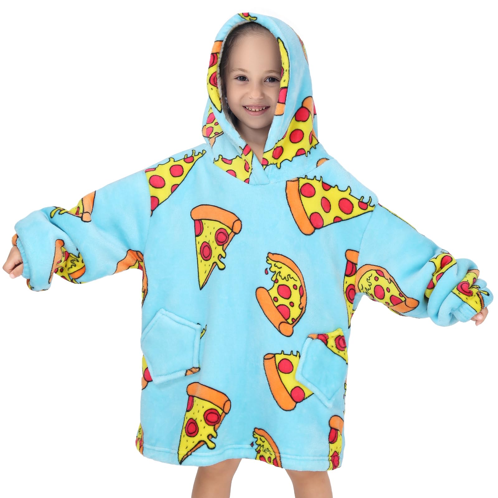 Wearable Blanket Hoodie for Toddlers, Infant 2-6YR Sherpa Blanket Sweatshirt with Pocket, Super Warm Wearable Hoodie Fits 2-6 Years Little Kids Girls Boys