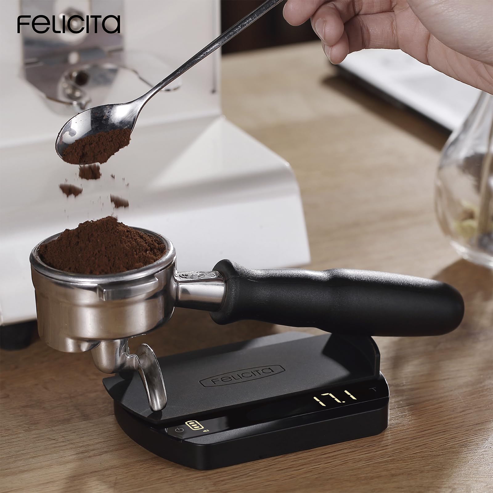 FELICITA ARC Kaffeewaage, Elektronische Espressowaage und Pour-Over Kaffeewaage mit Timer, 0,1 g Genaue, Wasserdurchflussmenge und Auto-Timing-Funktionen mit 5 Arbeitsmodi