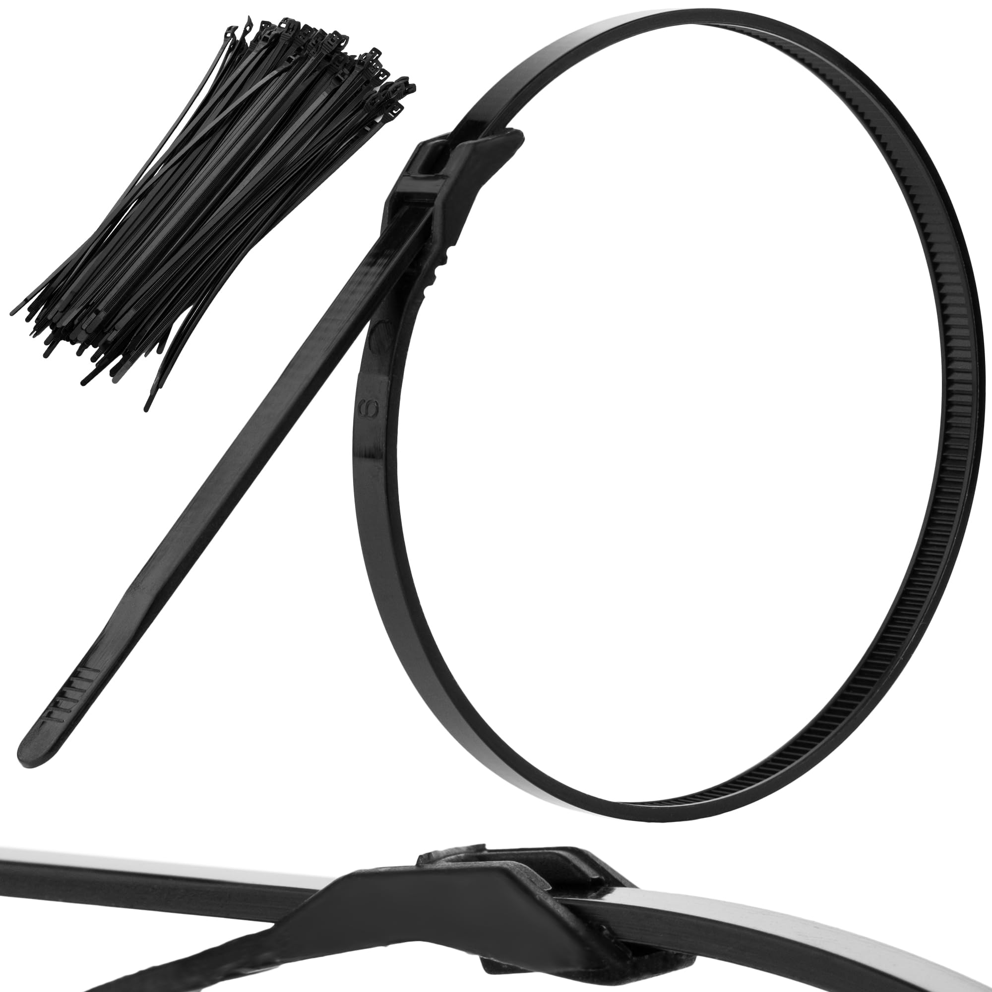 Boltza® in-Line Low Profile Cable Ties - Black 4.5mm x 280mm | Pack of 100 | Sleek and Reliable