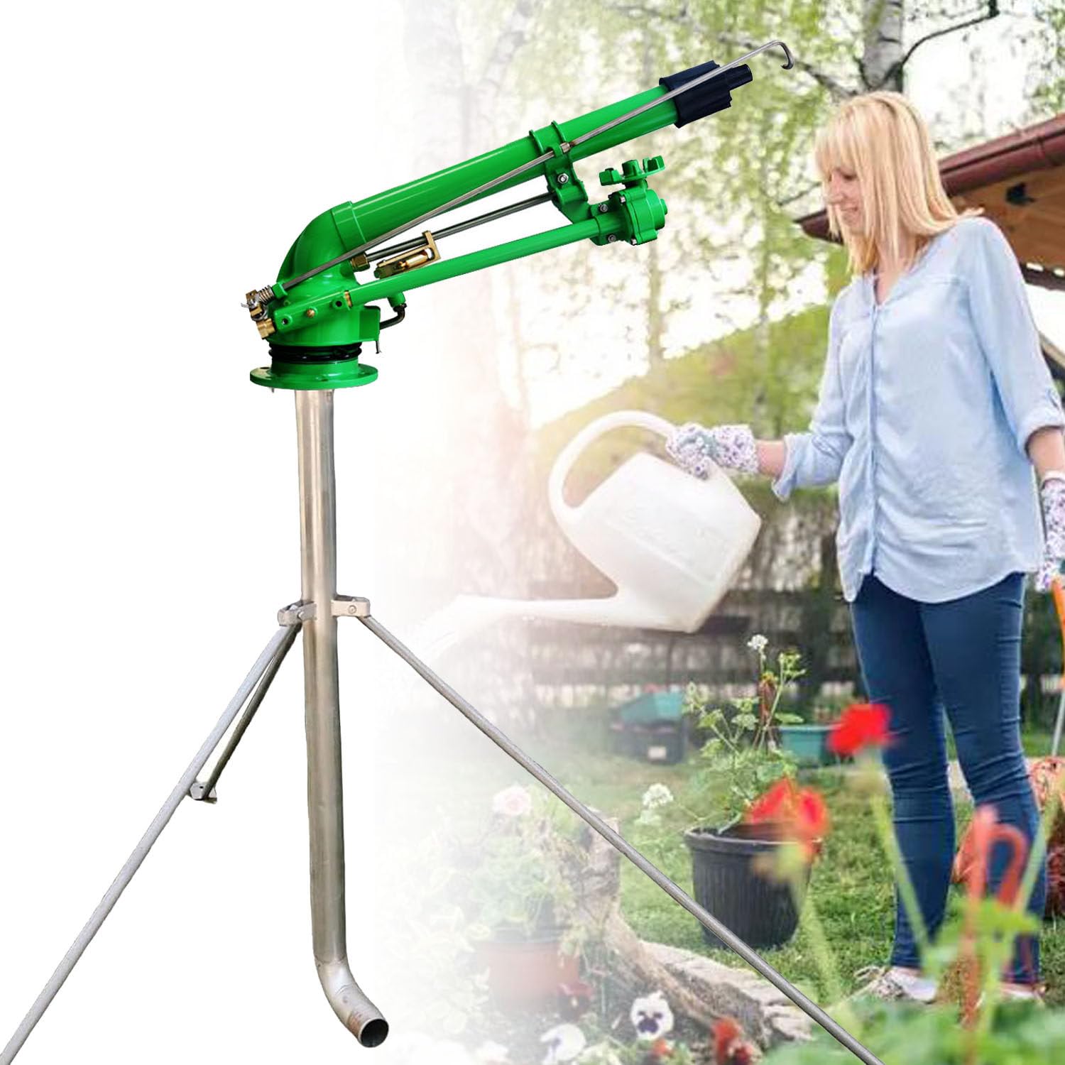 Irrigatore per Irrigazione Agricola, Per Irrigazione Di Giardini Agricoli, Irrigatore per Prato Di Grandi Dimensioni, Irrigatore a Treppiede,Model50-WithStand