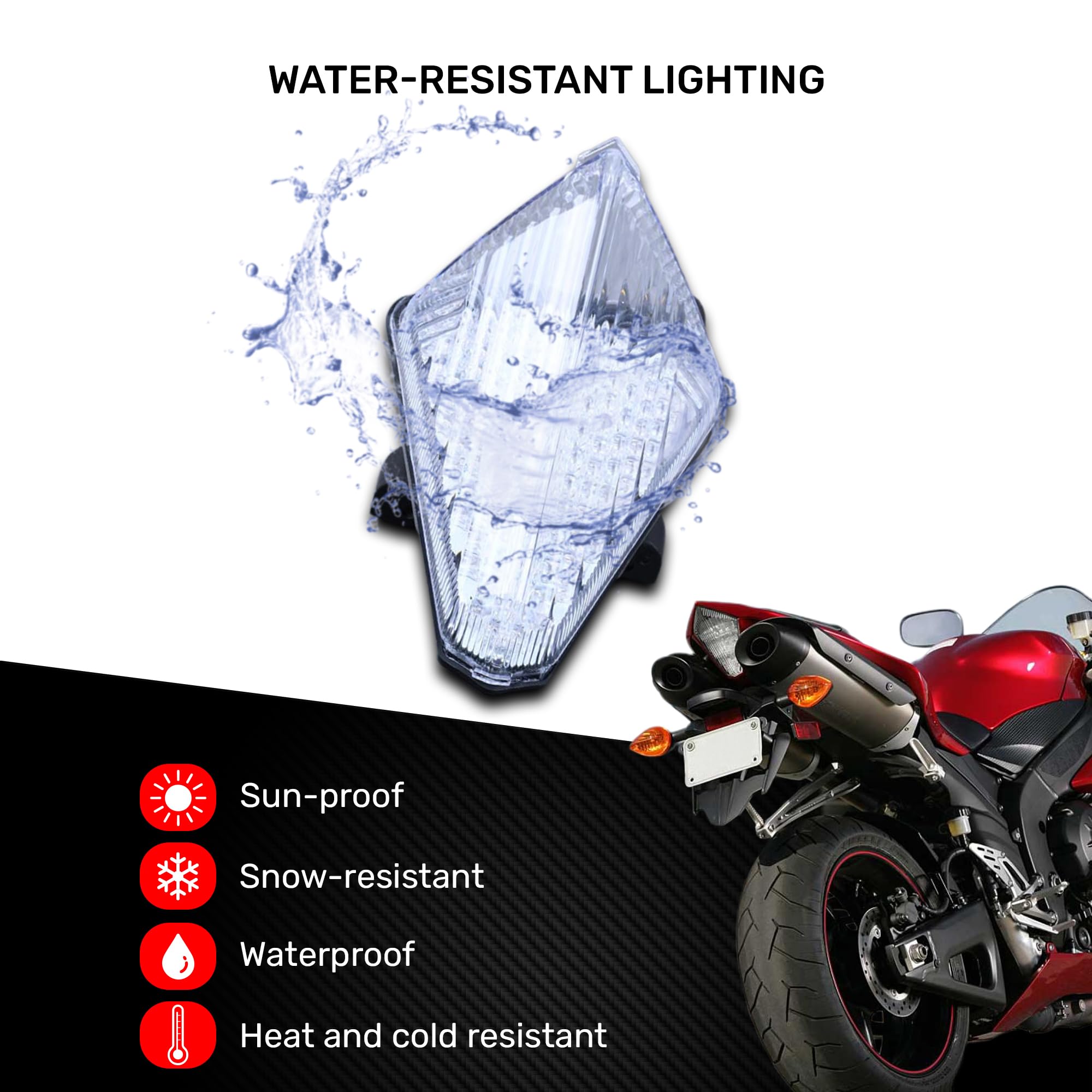 aVDB - Motocykl Tylne Światło/Stop światła LED kompatybilny z YAMAHA YZF R1 RN19 2007-2008 Plug & PLAY z kierunkowskazy (jasnobiały)