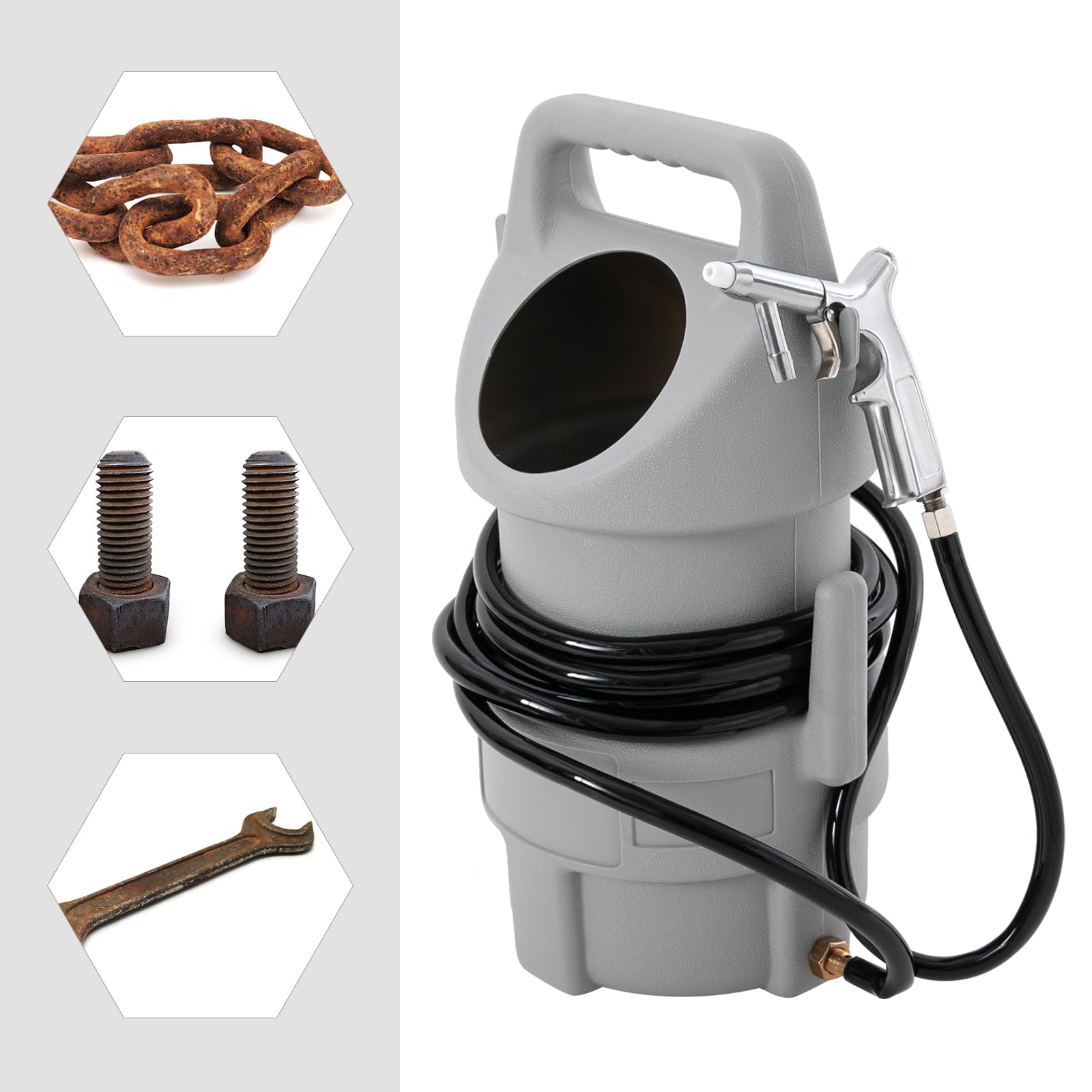 Przenośny pistolet do piaskowania 3,5 CFM przy 50 psi, pistolet do piaskowania sprężonego powietrza, pistolet do piaskowania sprężonego powietrza, pistolet do piaskowania i wąż 4,5 m do drewna