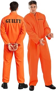 fun shack Prisoner Costume Men,Inmate Costume Men, Convict Costumes, Halloween Costumes for Adults