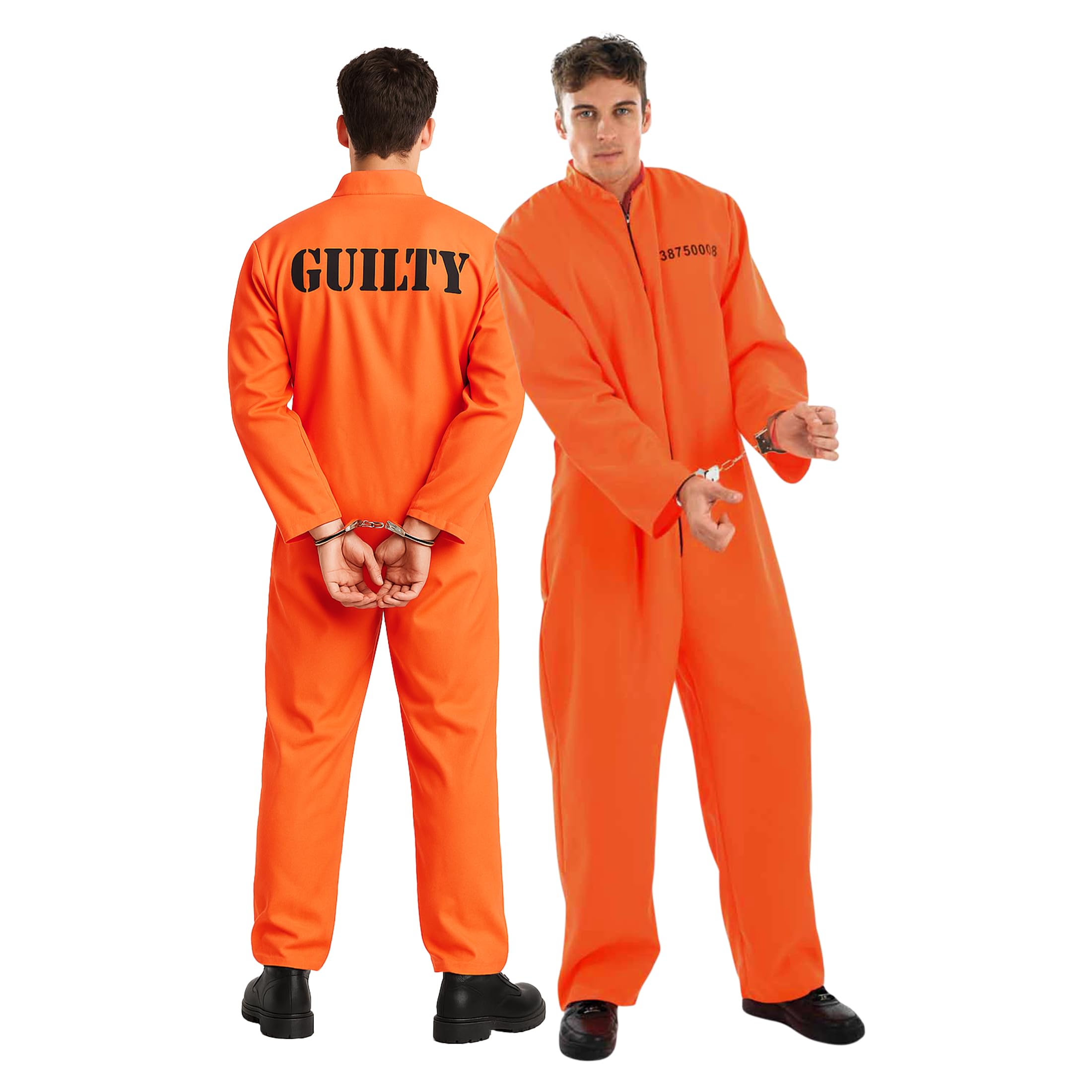 Fun Shack Men's Convict Costume, Prison Costume, Orange, Prisoner Costume, Men, Orange Jumpsuit, Prisoner Costume, Size M