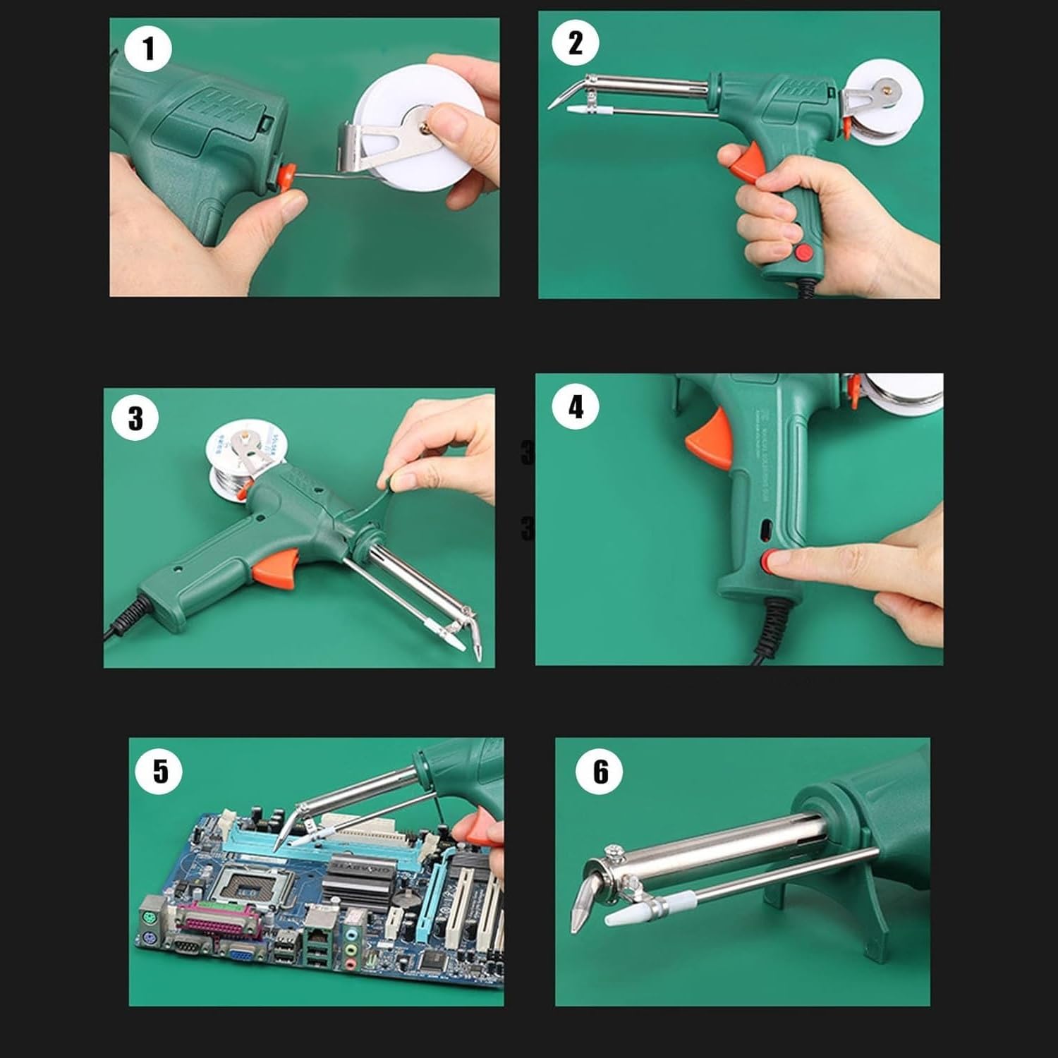 Ensemble de fer à souder multifonction, pistolet à souder à chauffage externe, kit de pistolet à souder, pistolet à souder automatique amovible 60 W for la réparation de soudage électronique DIY(5-pie