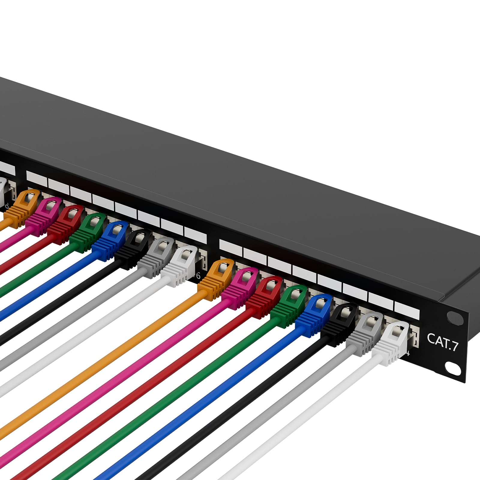 FGB Panel krosowy CAT 7, panel dystrybucyjny, 24 porty, montaż w szafie rack 19 cali, RJ45 ekranowany, ekranowany sieciowy panel krosowy do gigabitowego przełącznika sieciowego
