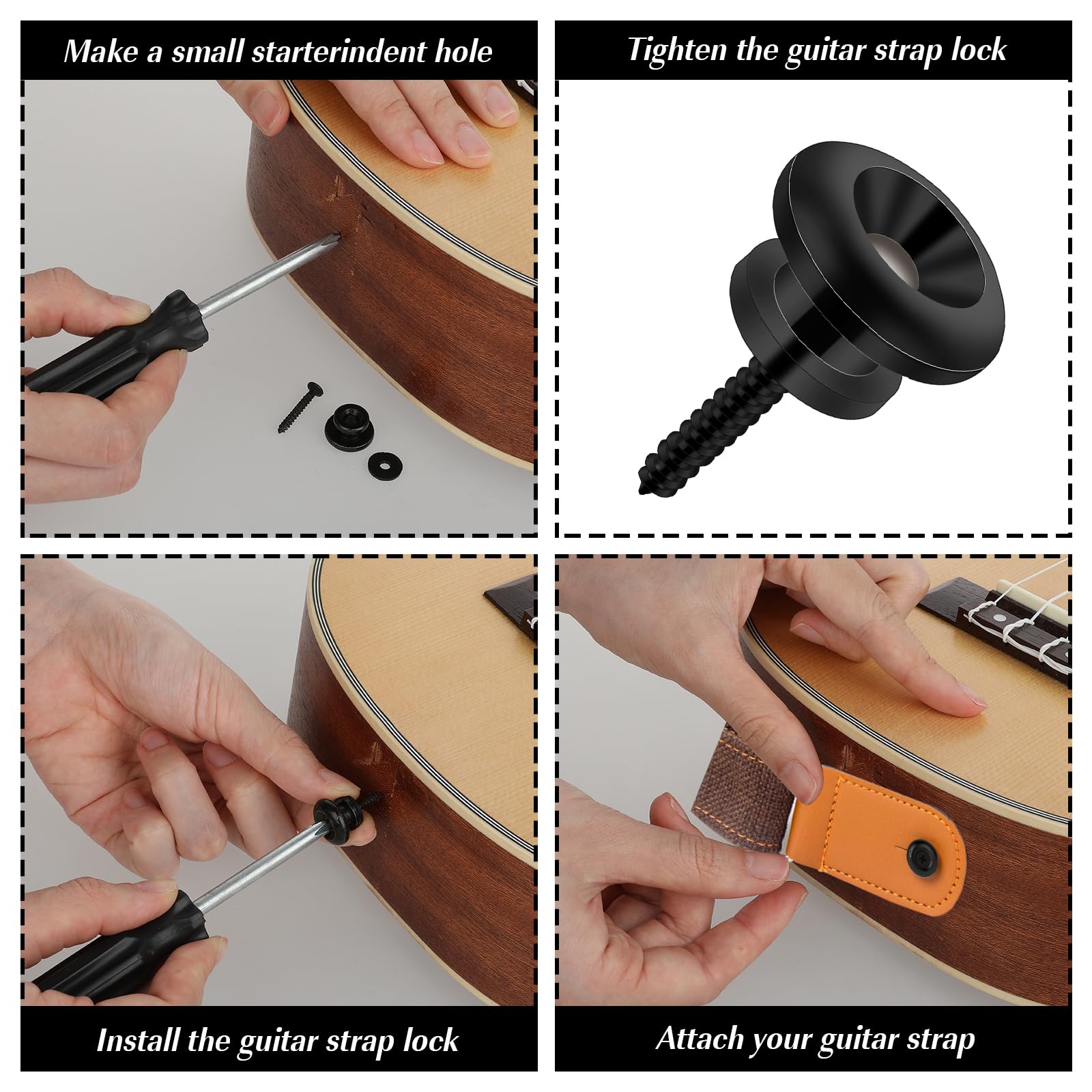 10 Cinghie Per Chitarra, Chiusura A Cinghia, Per Chitarra, Blocco Per - Foto 4