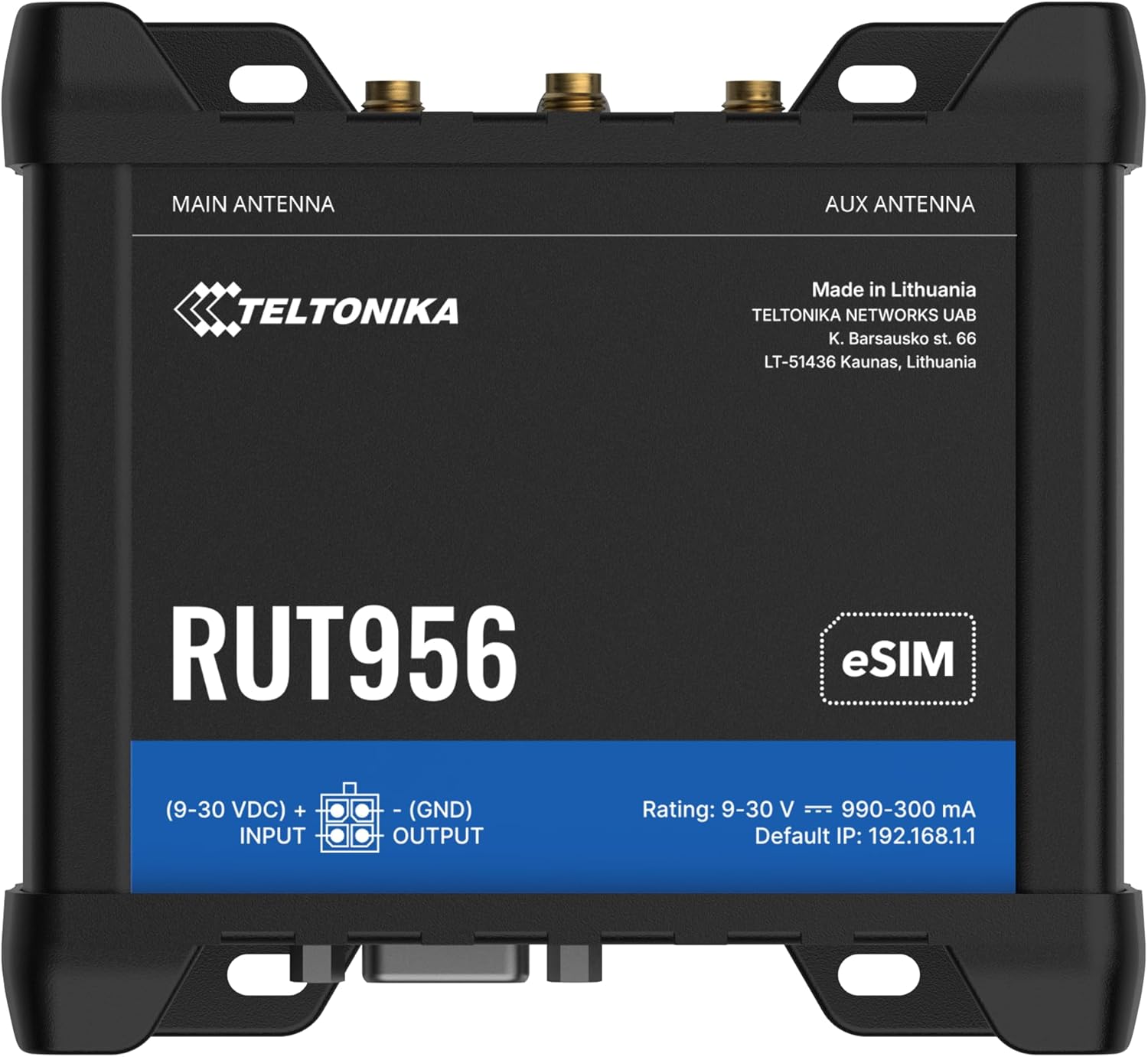 Teltonika RUT956 4G LTE Industrial Router | Dual SIM with Auto Failover | GNSS | Ethernet & RS232/RS485 | Compatible with AT&T, Verizon & T-Mobile | RMS Remote Management