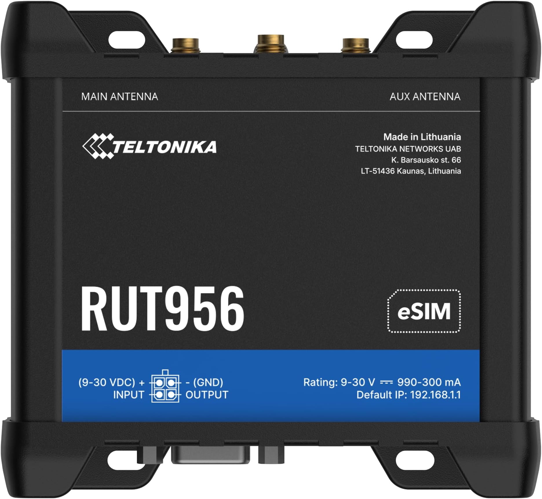 Teltonika RUT955 Compact Industrial 4G LTE Wi-Fi Dual SIM Cellular Wireless Router with Serial Interfaces