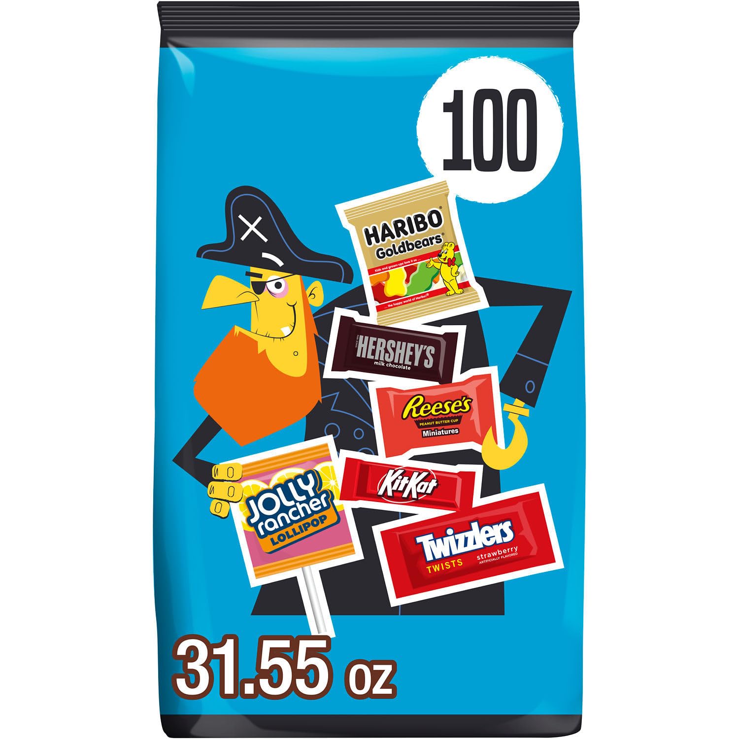 HERSHEY'S Miniatures Assorted Flavored, Halloween Candy Bulk Bag, 31.55 oz (100 Pieces)