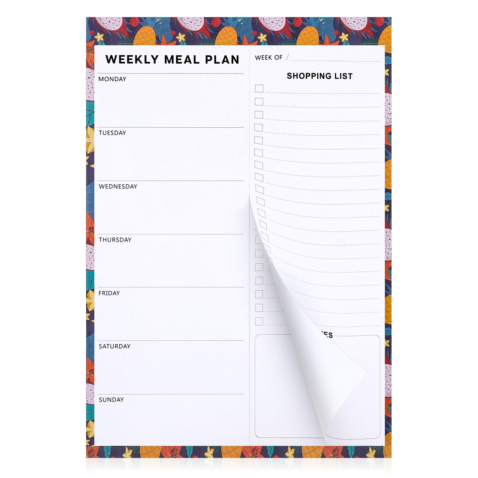 60 Sheets Weekly Meal Planner, 7" x 10" Tear off Meal Planner and Shopping List Magnetic Shopping List Pad for Fridge Undated Fridge Notepad for Food Planning and Convenient Shopping, Fruit Design