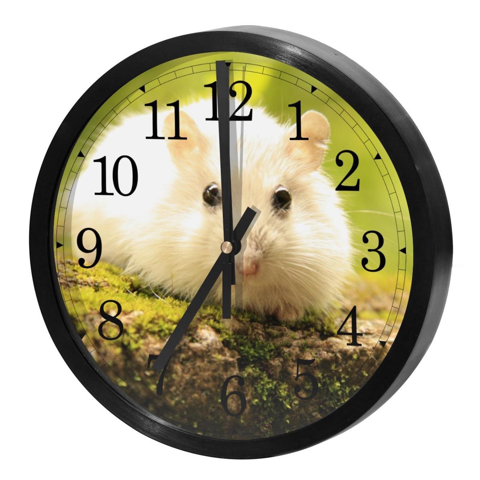 Horloge murale silencieuse à quartz Hamster ronde blanche fonctionnant sur pile