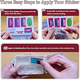 Pocket Pharmacy with Medicine Labels 146 Labels Travel Daily Pill Container Mini Medication Organizer Storage Pill Organizer Travel Essentials Pill Case 7 Day Pill Organizer (Purple, 1 Pack)