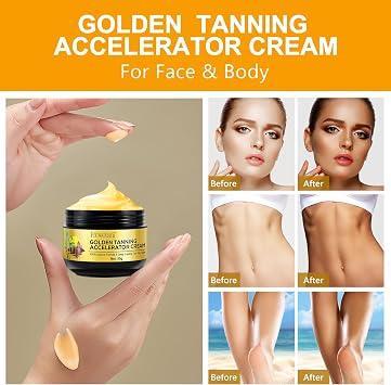 Tanning Accelerator Cream, Golden Tan Accelerator for Outdoor Sun and Tanning Beds, Natural Ingredients Tanning Cream for Sunbeds & Outdoor Sun, Achieve a Natural Tan Skin (50g)