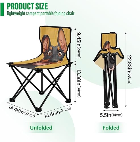 Miniatura 3 de KLL Divertidas sillas de playa plegables Doberman Pinscher de dibujos animados, mochila ligera, bolsa de transporte incluida silla de pesca en hielo