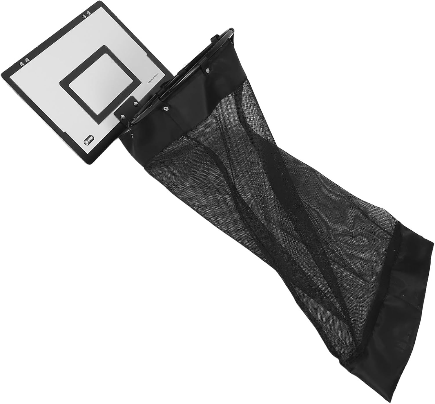 Basketball Laundry Hamper with Wooden Backboard the Door Hanging Design, Space-saving Laundry Basket with Mesh Storage for Boy's Room Organization