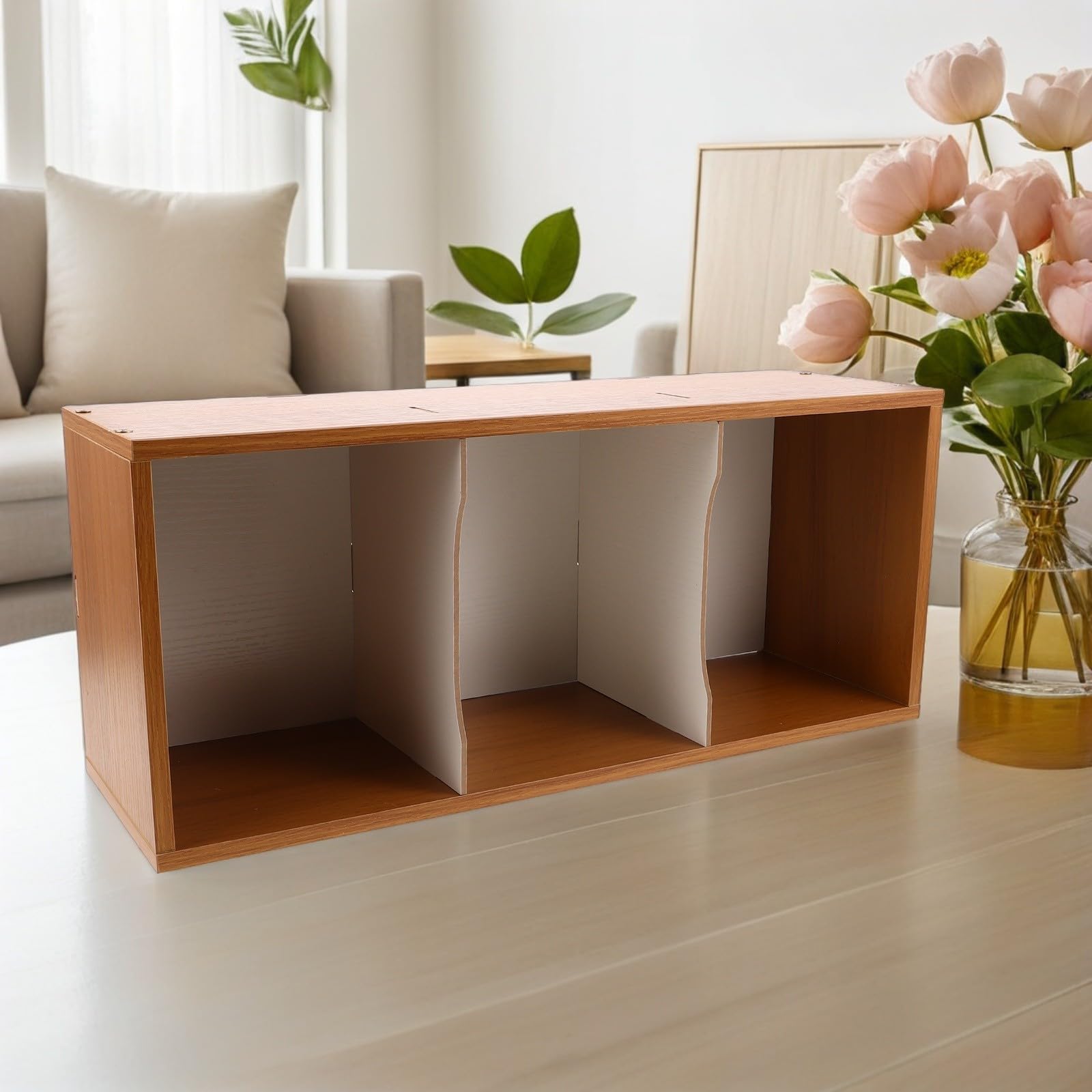 HEMOTON Porta CD da Tavolo in Legno Design Versatile e Facile da Smontare, Organizer per Dischi di Gioco per Studio e Soggiorno