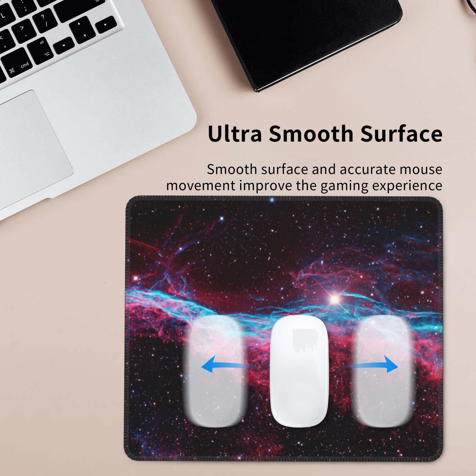 Tappetino per mouse Universe Galaxy con bordo cucito, tappetino antiscivolo in gomma per computer portatile, computer