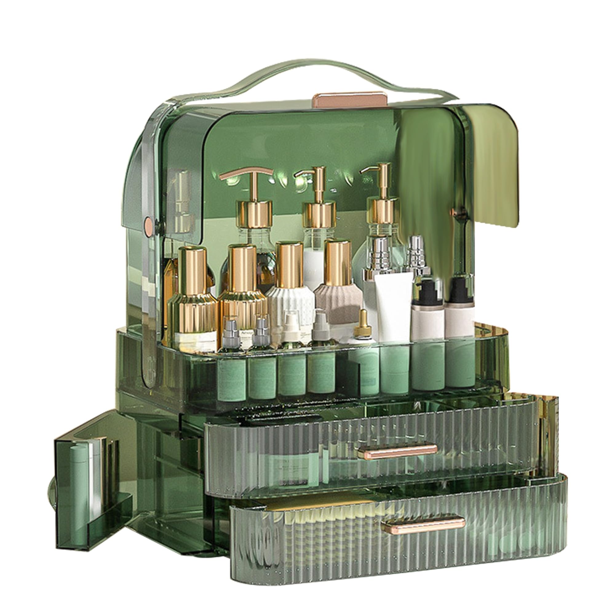 Organizador de Maquillaje con Tapa Uncluttered Designs Caja Maquillaje Gran Capacidad Beauty Organizer Soporte Almacenamiento Cosmeticos Makeup Skincare Expositor para Tocador Dormitorio Baño