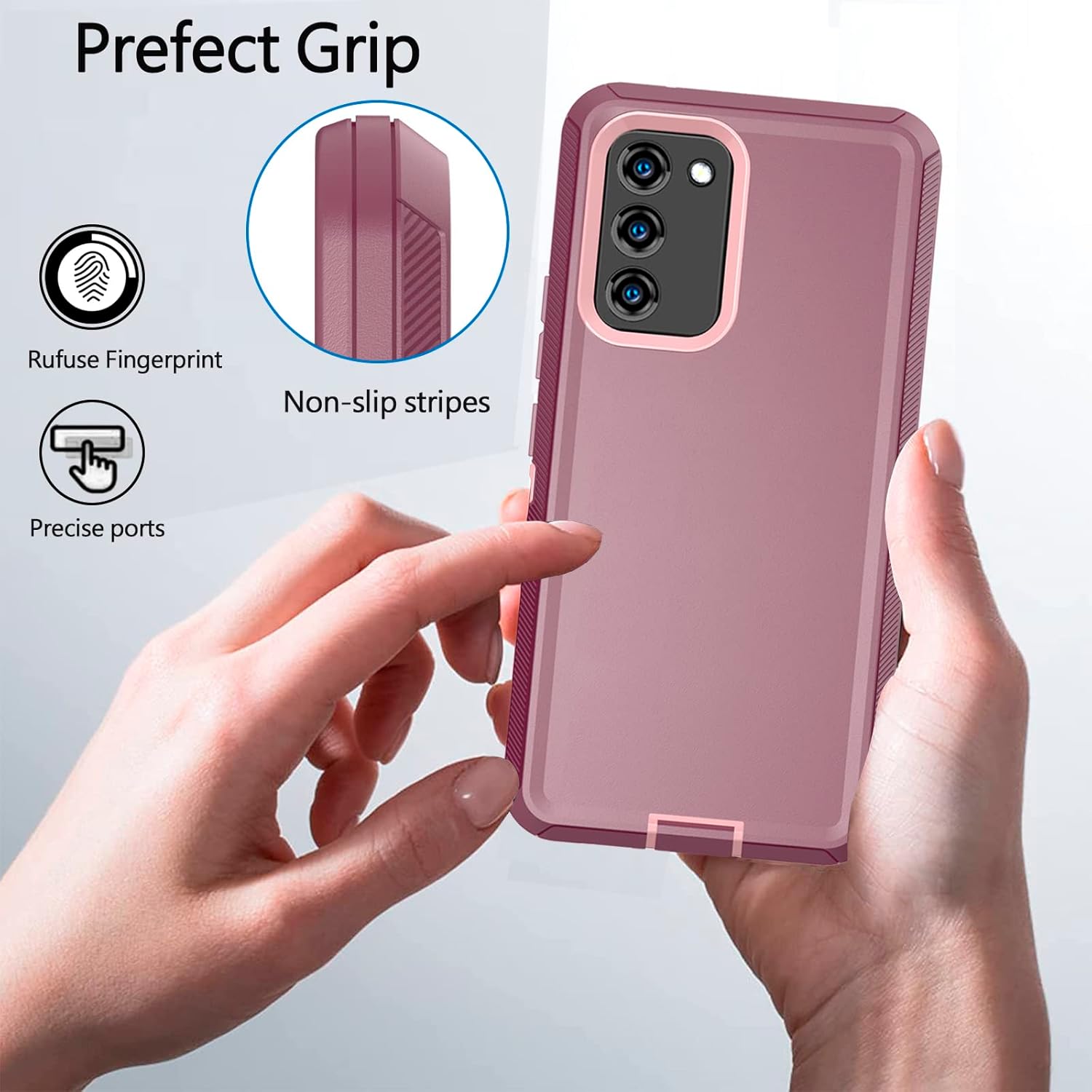 Case for Samsung Galaxy S20 FE 5G,Bisbkrar Phone Case [Military Grade] 3 in 1 Shockproof Rugged Protective, Heavy Duty Bumper Cover for Galaxy S20 FE 5G(Black(with Belt Clip)) (Purple) - Image 6