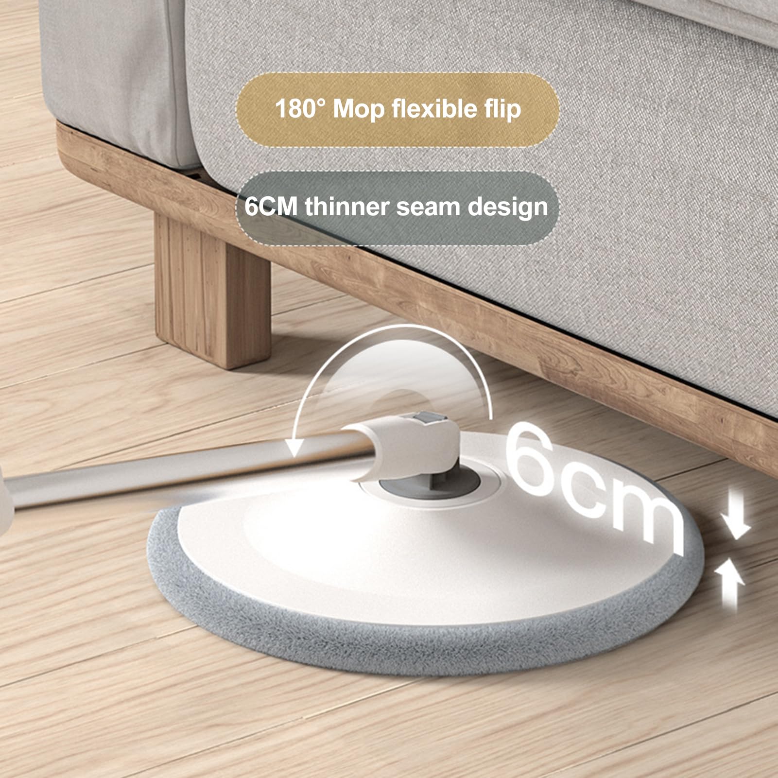 Juego de fregona giratoria y cubo con 2 almohadillas de microfibra reemplazables, sistema de agua sucia y limpia con cabezal de fregona giratorio de 360° para suelos de madera dura, mármol (redondo)