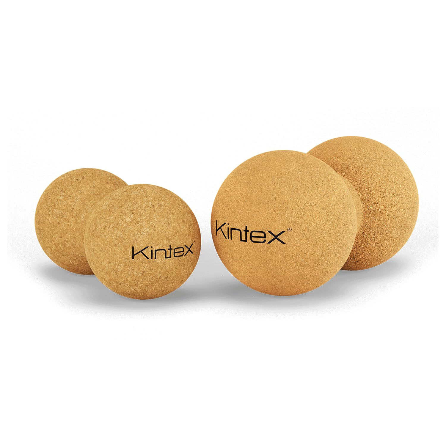 Kintex Piłka do powięzi z korka, 13,5 cm lub 16 cm, podwójna piłka do samodzielnego masażu, piłka do masażu powięzi z rowkiem dookoła kręgosłupa (8 x 16)
