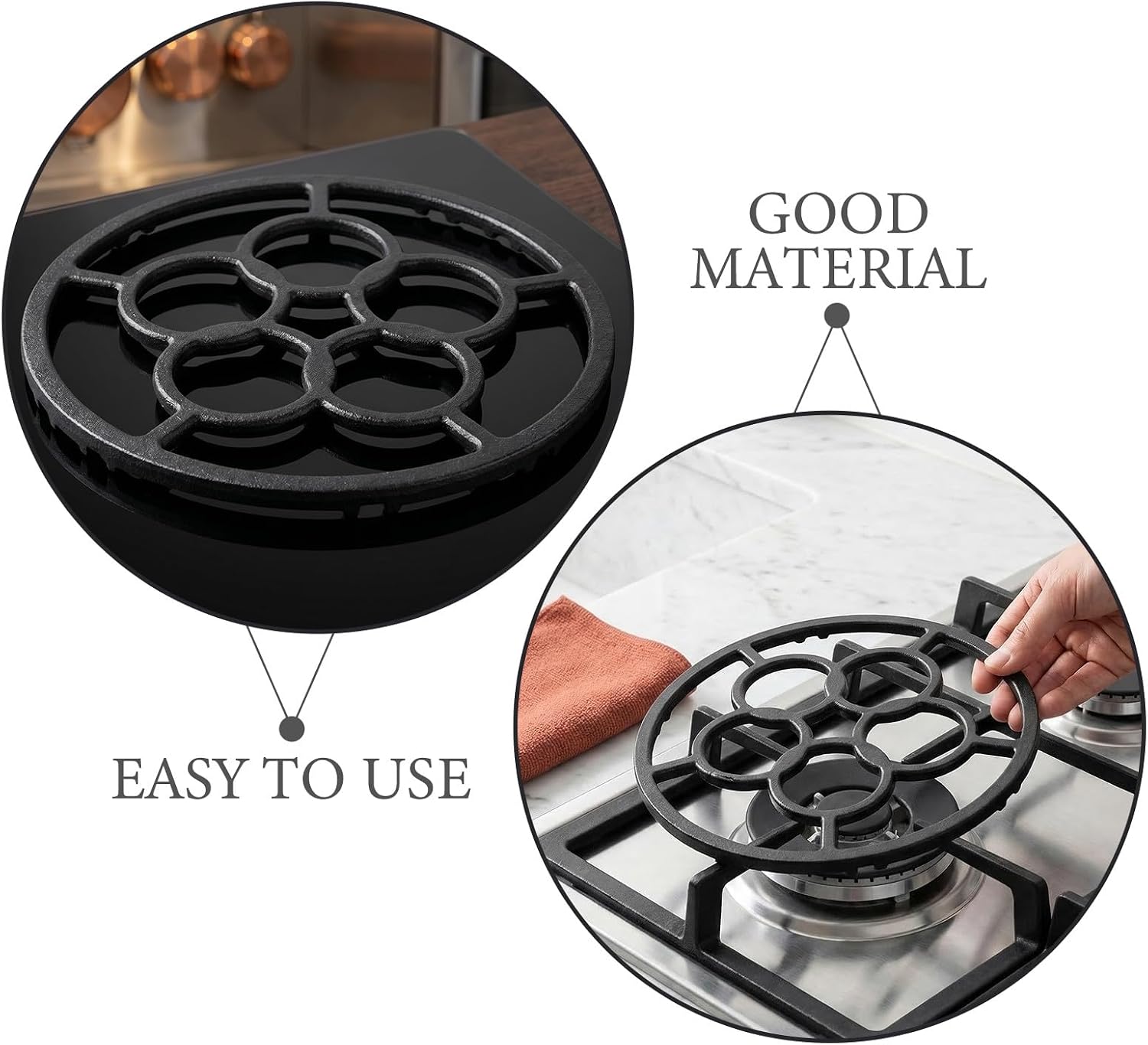 Toddmomy 3pcs Cast Iron Wok Ring - 7.2 Inch Thicken Gas Stove Burner Stand - Non Slip Gas Reducer Ring for Family Daily Meals - Home Restaurant Kitchen Accessory