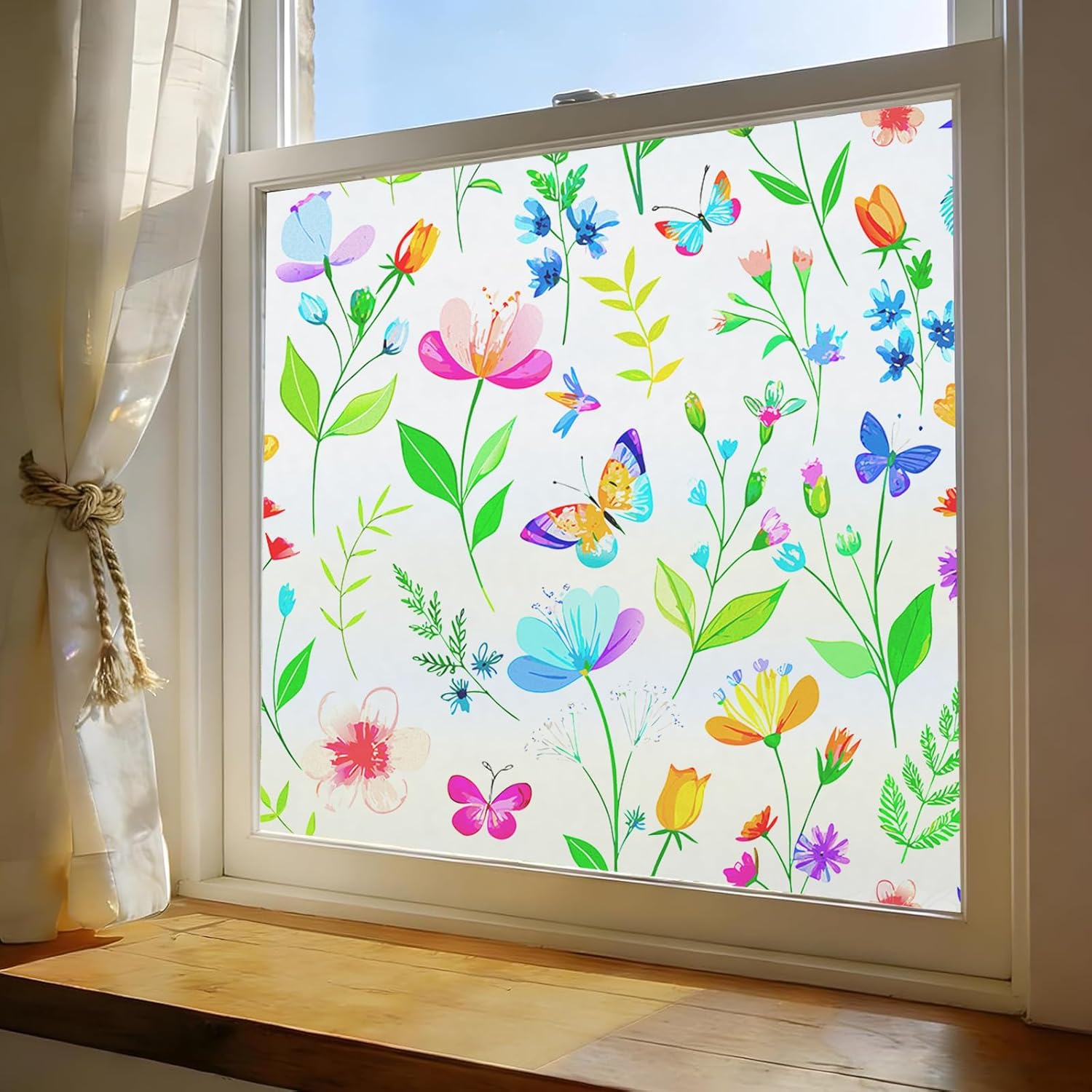 Window Film, Frosted Privacy, One Way Tint, UV Block, Heat Insulation, Anti-Glare, Static Cling, Renter Friendly for Home Bathroom Door