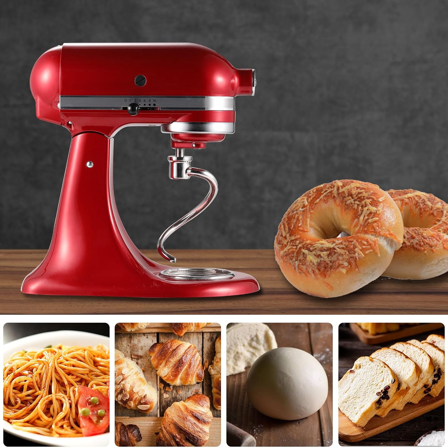 Lawenme 5 QT Dough Hook for KitchenAid Mixer, Stainless Steel Spiral Dough Hook Attachment for KitchenAid 4.5-5 Qt Tilt-Head Stand Mixers, Replacement Bread Hook Fits Models K45, KSM90, KSM150