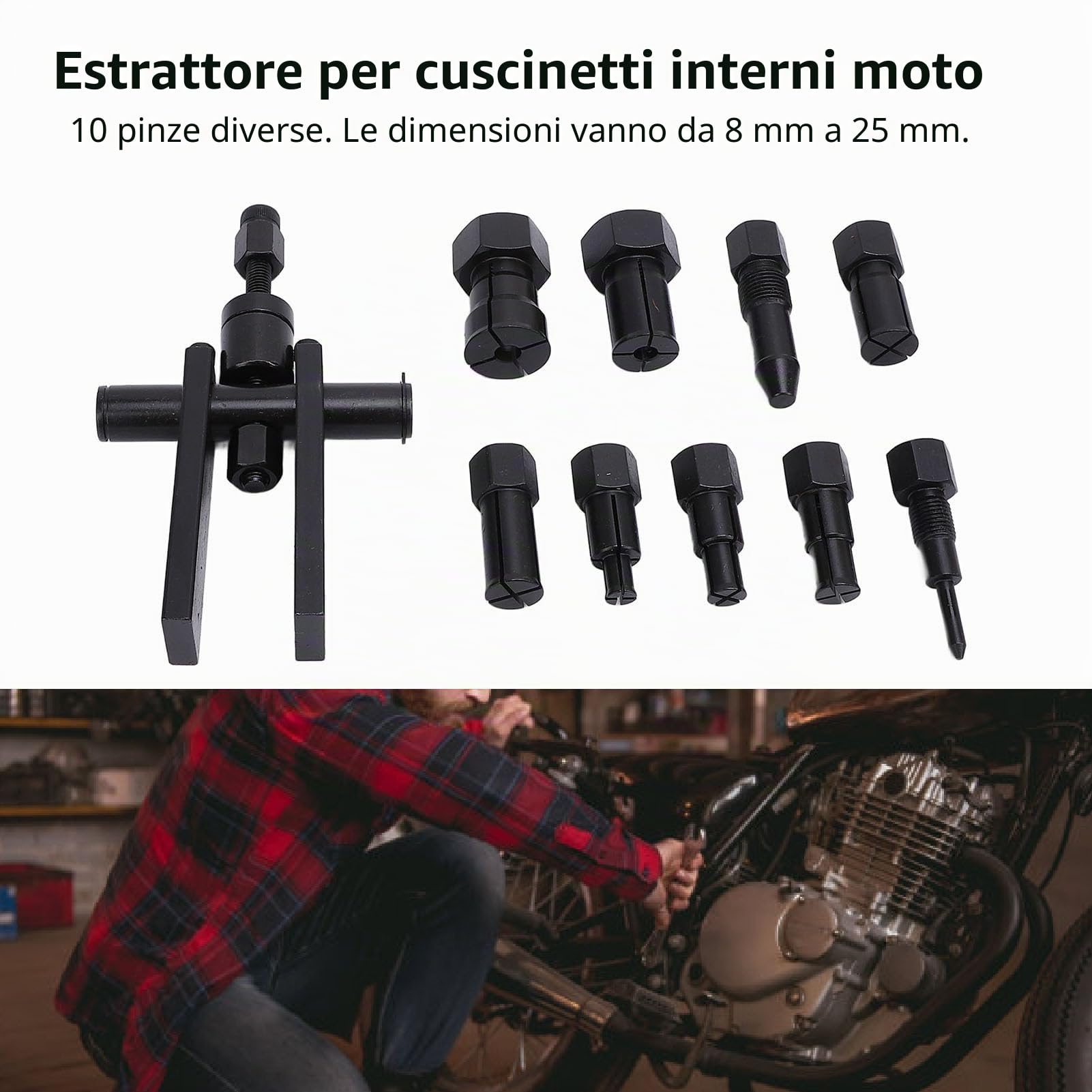 Ejoyous Set Estrattore Cuscinetti Interni, 10 Pezzi, Estrattore Cuscinetti Interni 8-25 Mm, Attrezzo Estrattore Cuscinetti Ruota, Estrattore Cuscinetti a Sfera, Attrezzo Estrattore