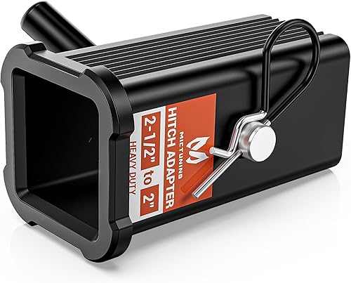 MICTUNING Adaptador receptor de enganche de remolque de 2-1/2 pulgadas a 2 pulgadas, convertidor de manguito reductor de enganche de clase V a 2