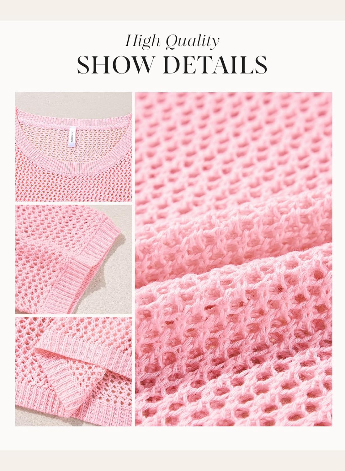 Dokotoo Womens Floral Fashion Summer Tops 2026 Short Sleeve Crochet Sweaters Swimsuit Cover Ups Lightweight Knit Pullover - Image 5