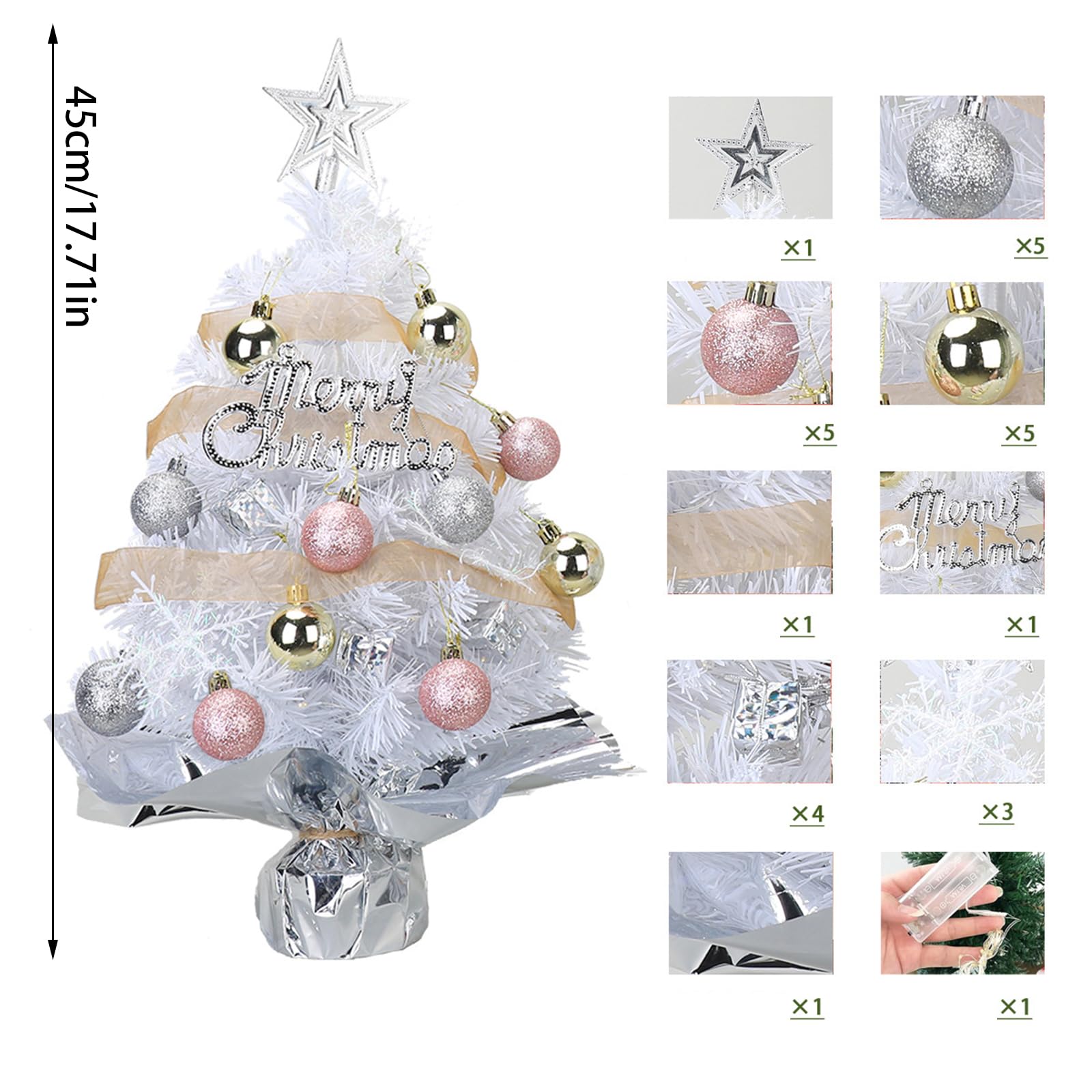 Amazon.co.jp: Teahutty クリスマスツリー 17.71インチ ライト付きミニ