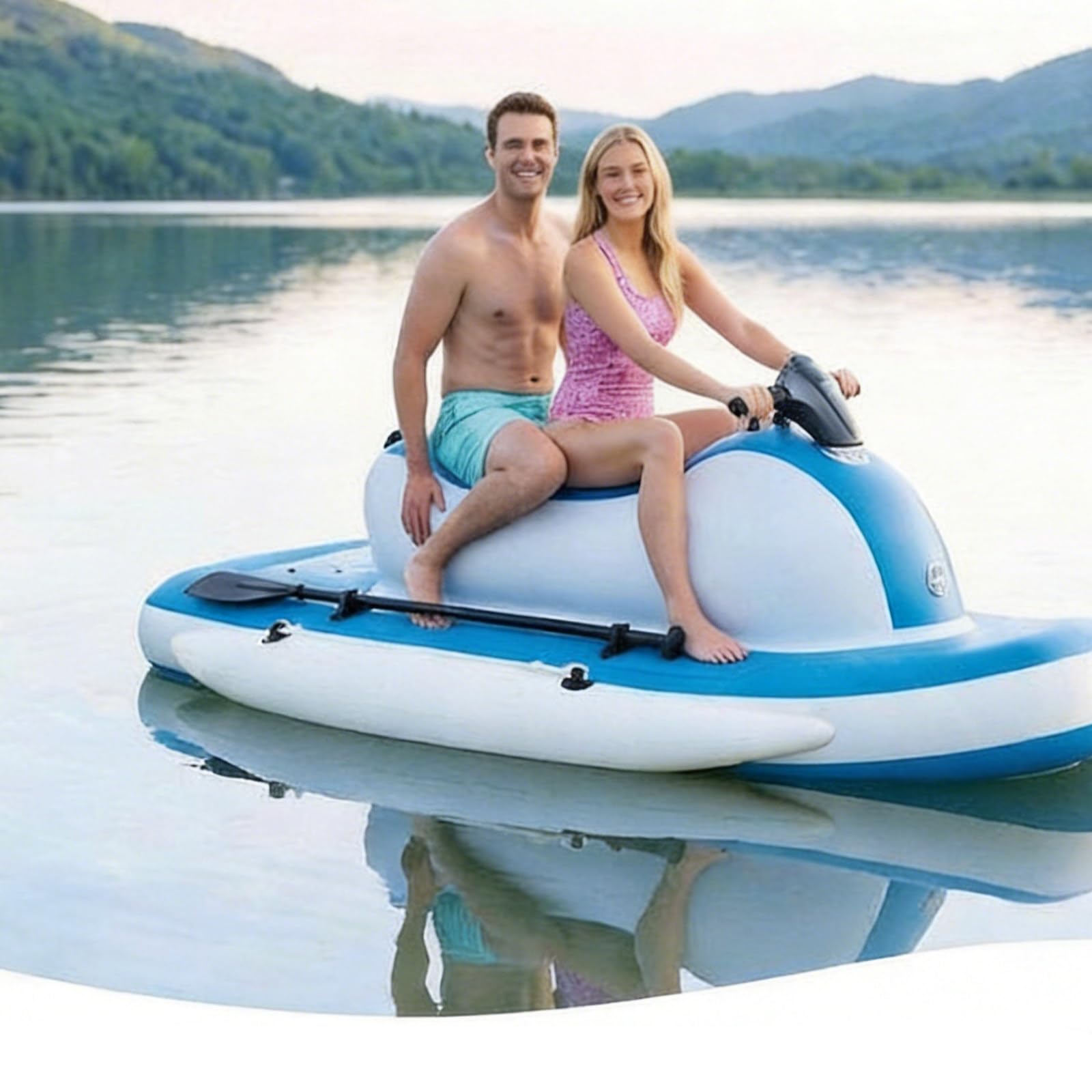Lpoxuru Portable Inflatable E-Jetski, High Strength Drop Stitch Material, 180Min Battery Life Water Motorboat for Adults Water Recreation 500w/10A