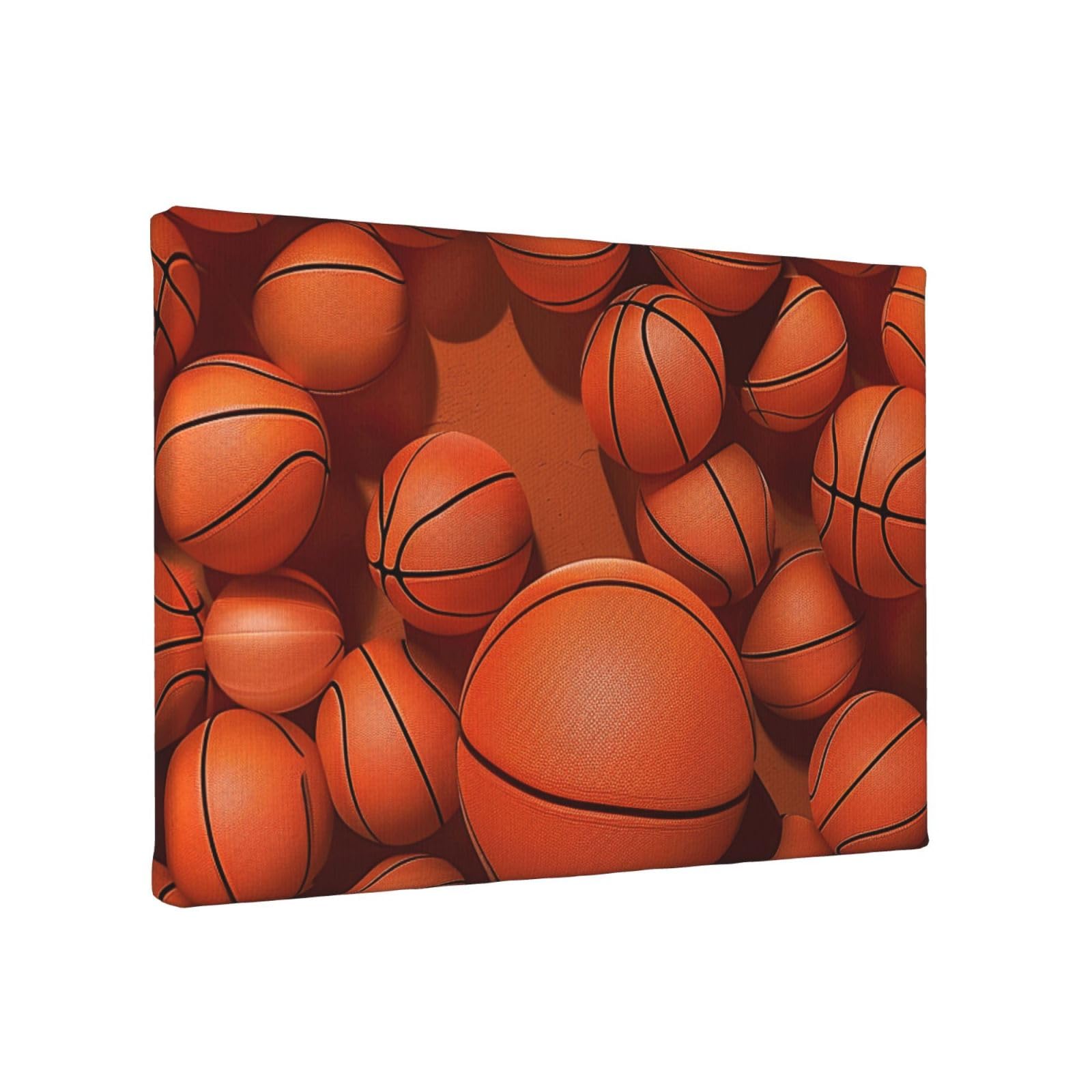 YKLJG Basketball Orange Printed Wall Art Canvas Painting 30x20 CM Wooden Framed Picture Painting Artwork Prints for Bedroom Kitchen Home Office Decor